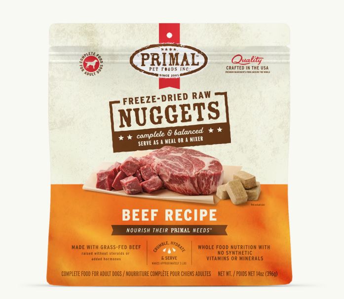 Primal Freeze-Dried Raw Beef Nuggets for Dogs