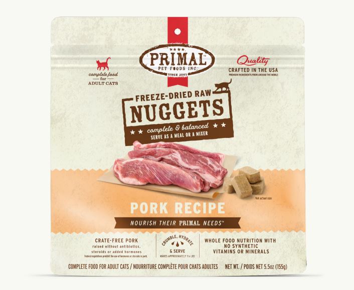 Primal Freeze-Dried Raw Pork Nuggets for Cats