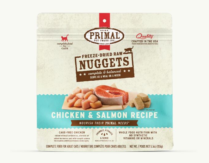 Primal Freeze-Dried Raw Chicken & Salmon Nuggets for Cats