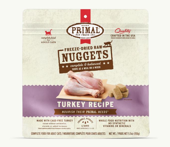 Primal Freeze-Dried Raw Turkey Nuggets for Cats