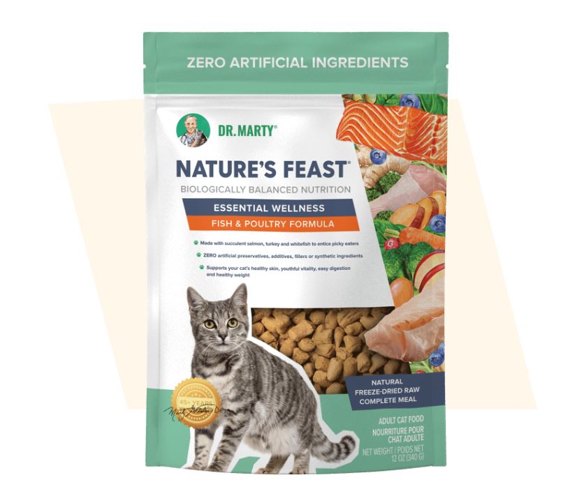 Dr. Marty's Freeze-Dried Raw Nature's Feast for Cats-Essential Wellness - Fish & Poultry