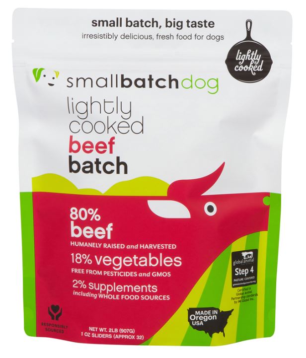 Smallbatch Lightly Cooked Dog Food Beef Sliders 5lb