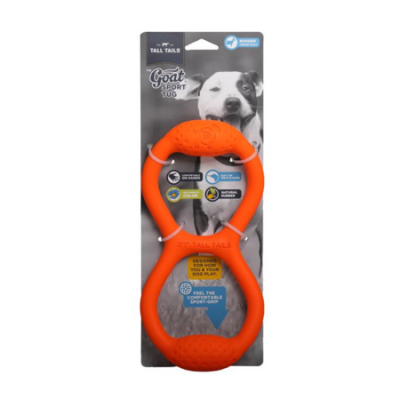 Tall Tails Dog Toy Goat Rubber Tug-Orange