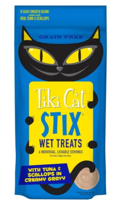 Tiki Cat Stix Mousse Treats, 3oz 6pk-Tuna & Scallops with Gravy
