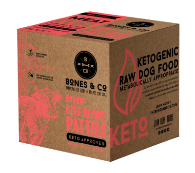 Bones & Co Raw Dog Food Beef Patties Bulk Box 18lb