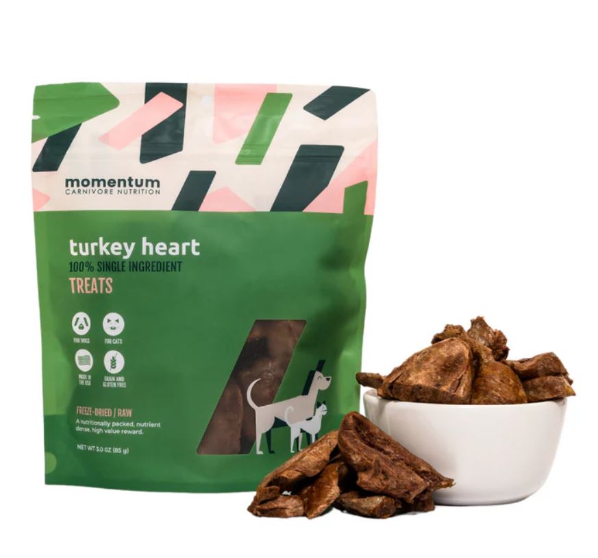 Momentum Freeze-Dried Turkey Hearts, 3oz-Momentum