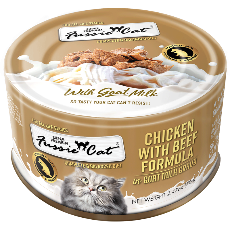 Fussie Cat Premium Food-Chicken & Beef in Goat Milk Gravy