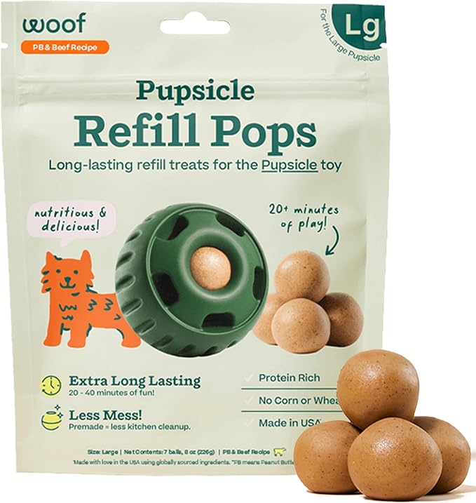 WOOF Pupsicle Large Refill Pops, 8oz-PB & Beef
