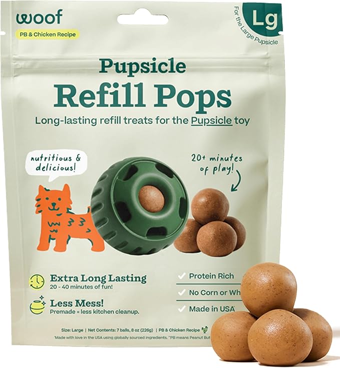 WOOF Pupsicle Large Refill Pops, 8oz-PB & Chicken