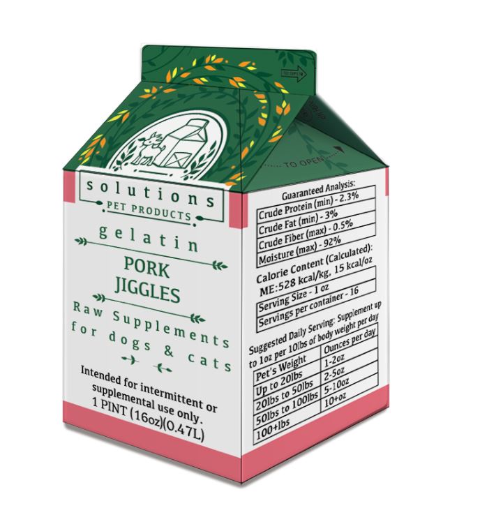 Solutions Fermented Gelatin 16oz-Pork Jiggles - Organic Pork Gelatin, Fermented Cabbage, Blueberries-