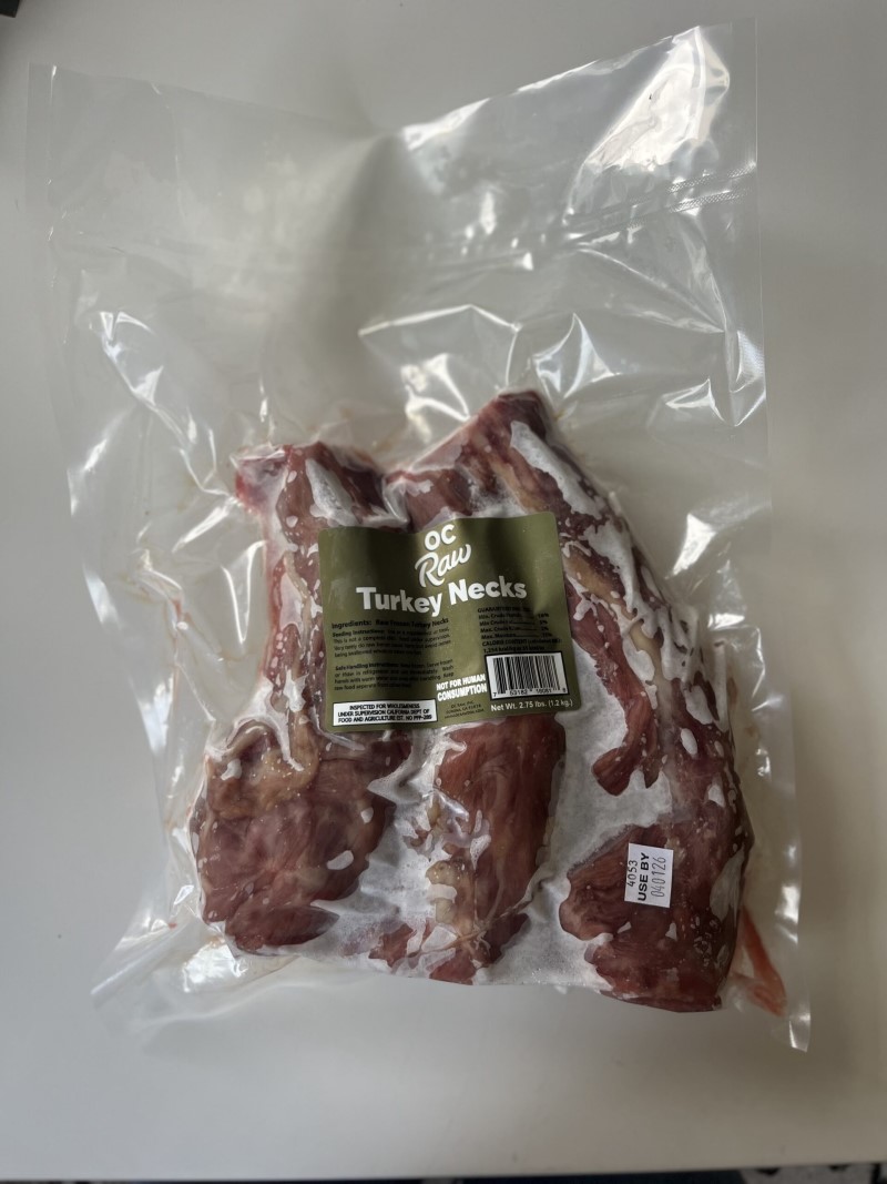 OC Raw Frozen Raw Turkey Necks, 2.75lb