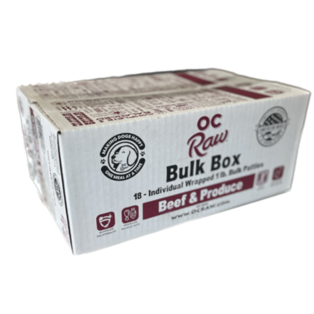 OC Raw Dog Frozen Bulk 18lbs-Beef & Produce