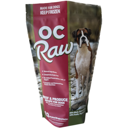 OC RAW DOG FROZEN PATTIES 6lbs-BEEF & PRODUCE