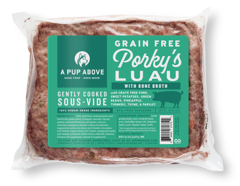 A Pup Above Gently Cooked-Porky's Luau