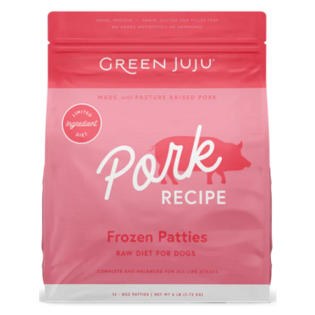 Green Juju Frozen Raw Diet, Pork Patties-Pork