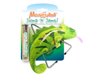 Meowijuana Jump N Jamb Chameleon Cat Toy Green