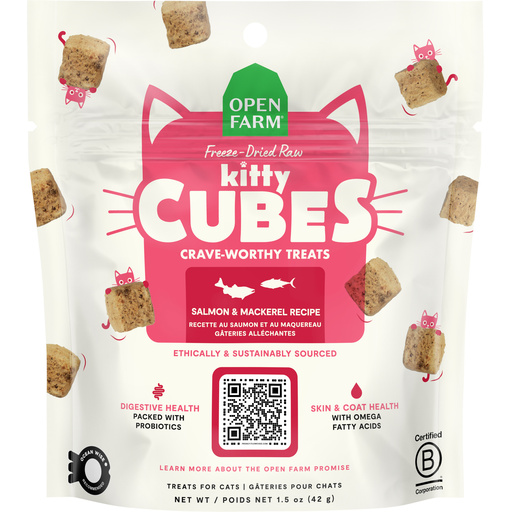 Open Farm Cat Treat FD Kitty Cubes Salmon & Mackerel 1.5 oz