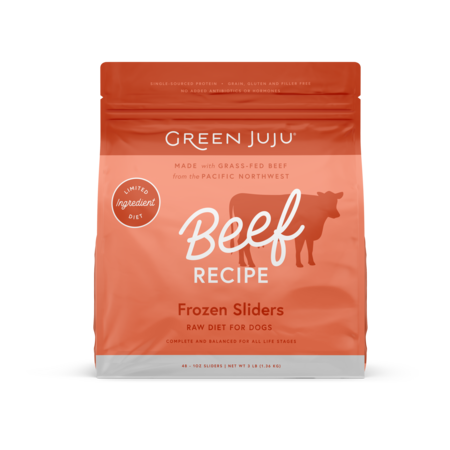 Green Juju Frozen Raw Diet, Beef Sliders-Beef