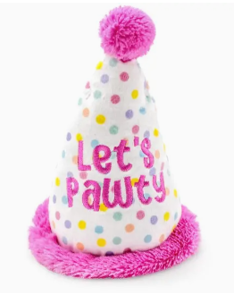 ThoozyPet Birthday Hat Pink Plush Dog Toy 7"