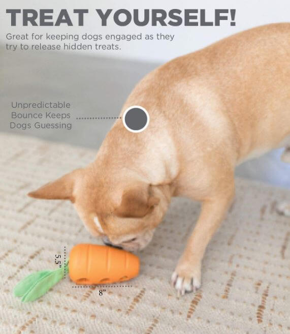 Petstages Carrot Stuffer Dog Toy informational chart - slide 3