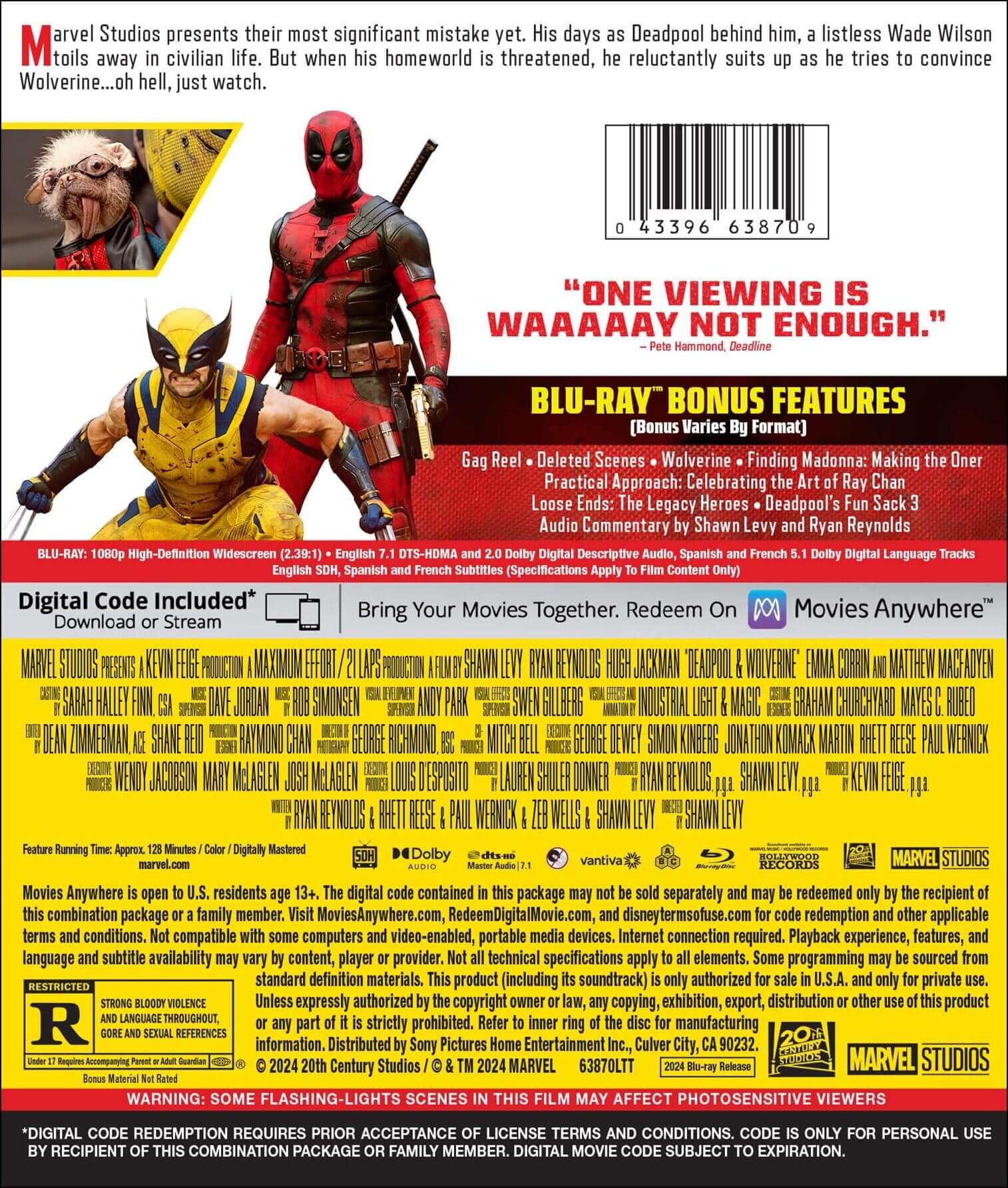 Back Cover - DEADPOOL & WOLVERINE (2024)/REYNOLDS/JACKMAN/CORRIN@R@BLU-RAY