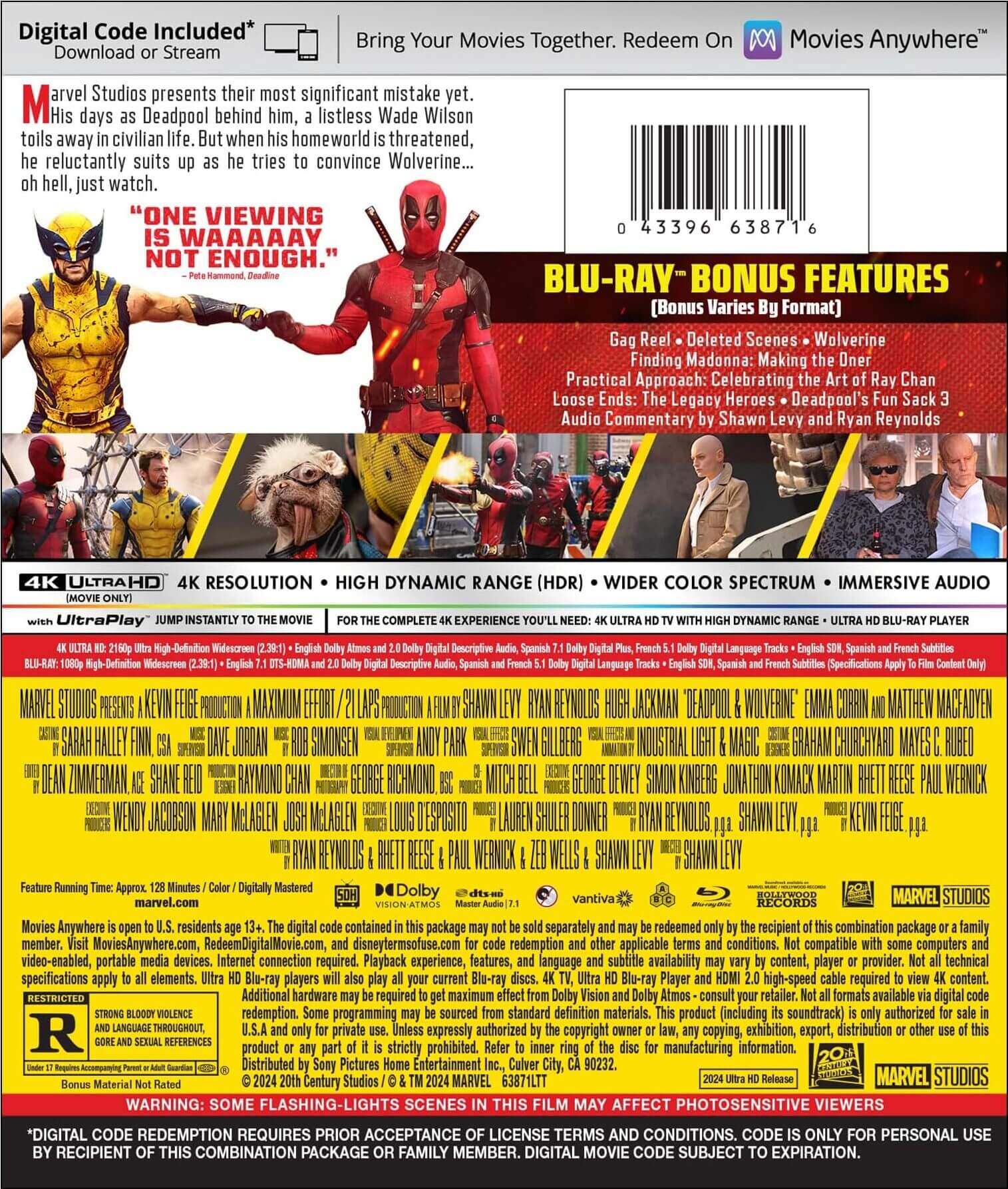 Back Cover - DEADPOOL & WOLVERINE (2024)/REYNOLDS/JACKMAN/CORRIN@R@4K ULTRA HD + BLU-RAY